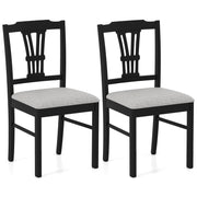 Wooden Dining Chairs Set of 2 Upholstered Kitchen Chairs with Solid Rubber Wood Frame-Gray-Dining Chairs-DECOROLALA