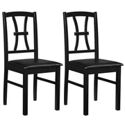 Wooden Dining Chairs Set of 2 with Faux Leather Padded Seat for Kitchen-Black-Dining Chairs-DECOROLALA