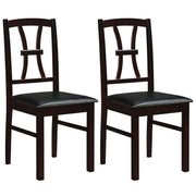 Wooden Dining Chairs Set of 2 with Faux Leather Padded Seat for Kitchen-Brown-Dining Chairs-DECOROLALA