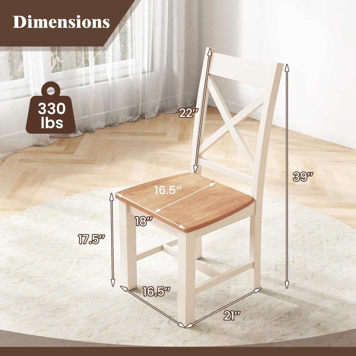 Wooden Dining Chairs Set of 2 with High Back and Rubber Wood Frame-Natural-Dining Chairs-DECOROLALA