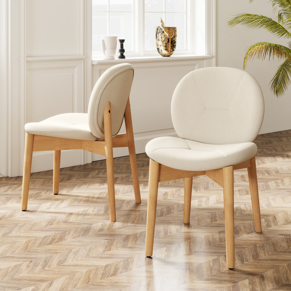 Wooden Dining Chairs Set of 2 with Rubber Wood Legs-White-Dining Chairs-DECOROLALA
