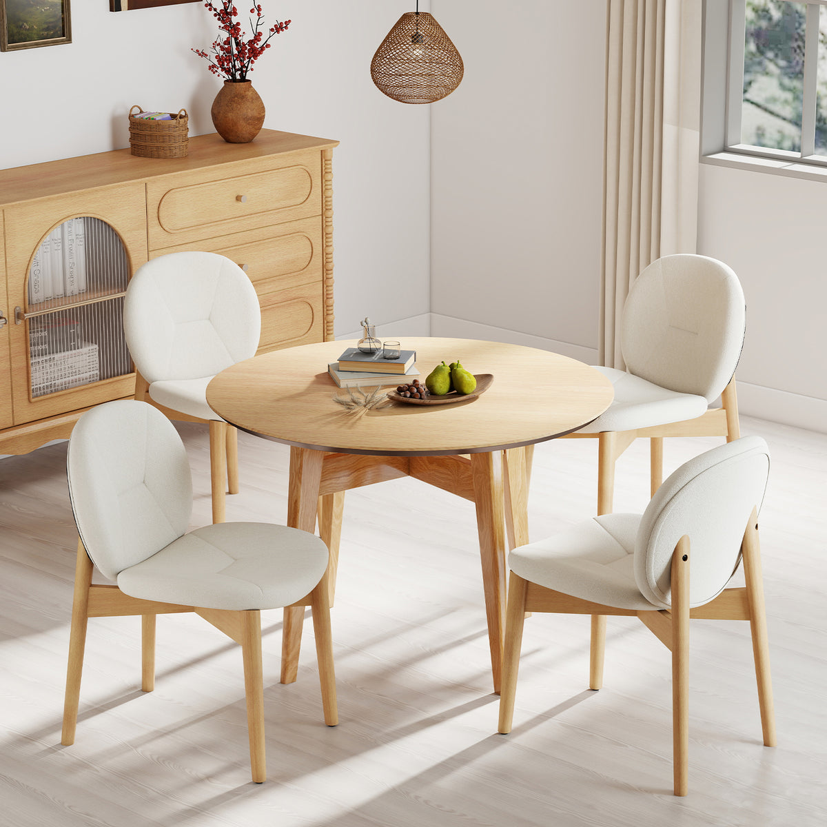 Wooden Dining Chairs Set of 2 with Rubber Wood Legs-White-Dining Chairs-DECOROLALA