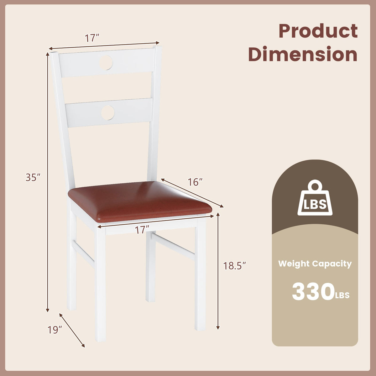 Wooden Dining Chairs Set of 4 Armless Kitchen Chairs with Hollowed Backrest-White-Dining Chairs-DECOROLALA