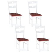 Wooden Dining Chairs Set of 4 Armless Kitchen Chairs with Hollowed Backrest-White-Dining Chairs-DECOROLALA