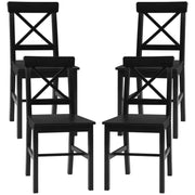 Wooden Dining Chairs Set of 4 - Black Cross Back-DECOROLALA