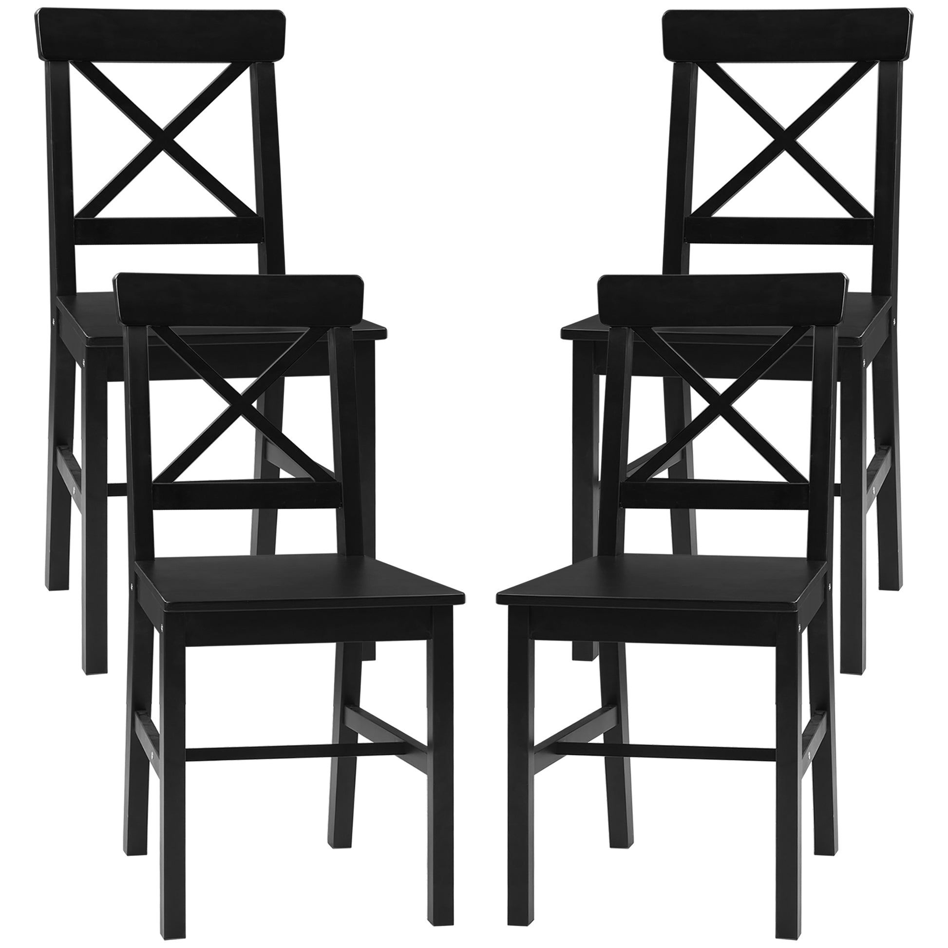 Wooden Dining Chairs Set of 4 - Black Cross Back-DECOROLALA