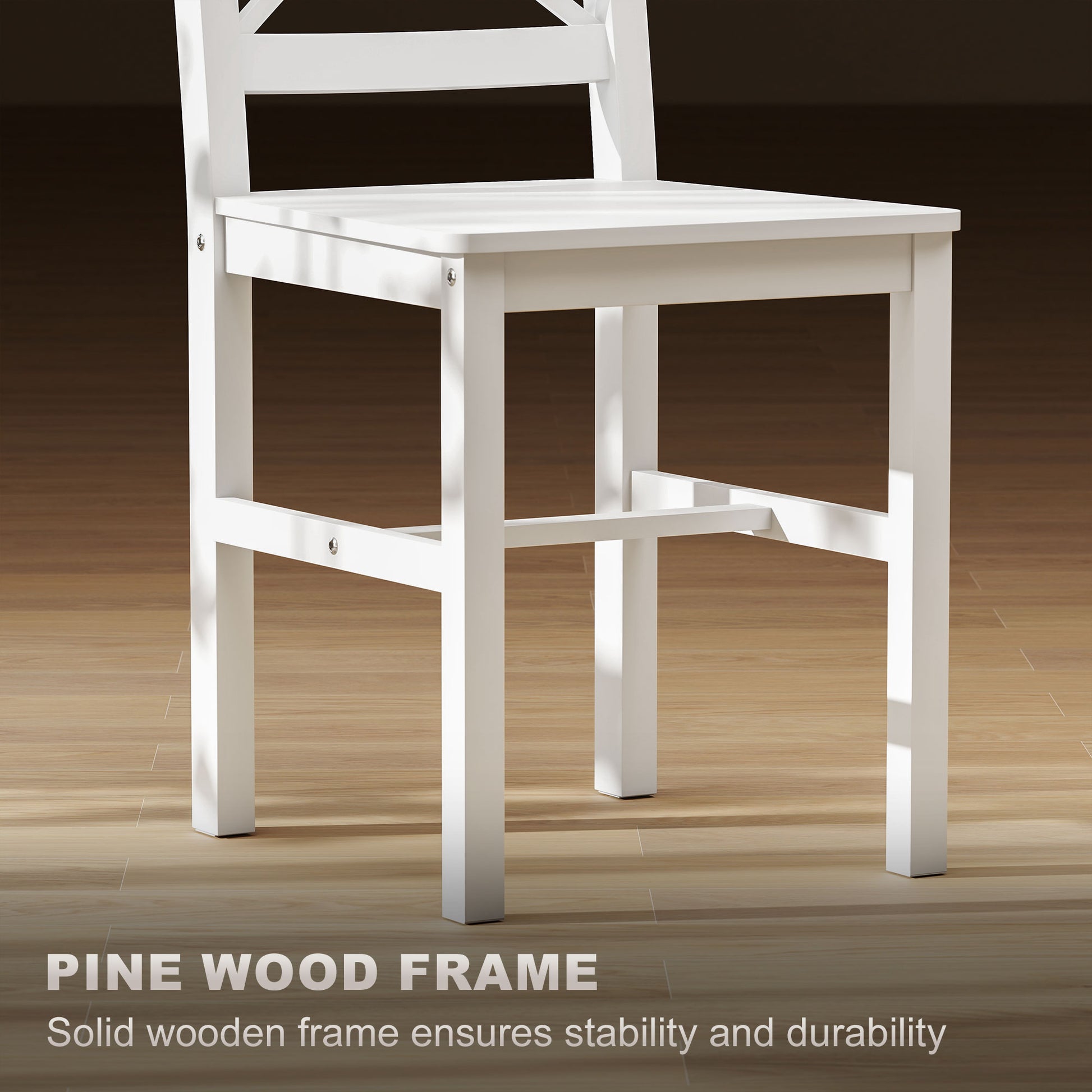 Wooden Dining Chairs Set of 4 Cross Back White-DECOROLALA