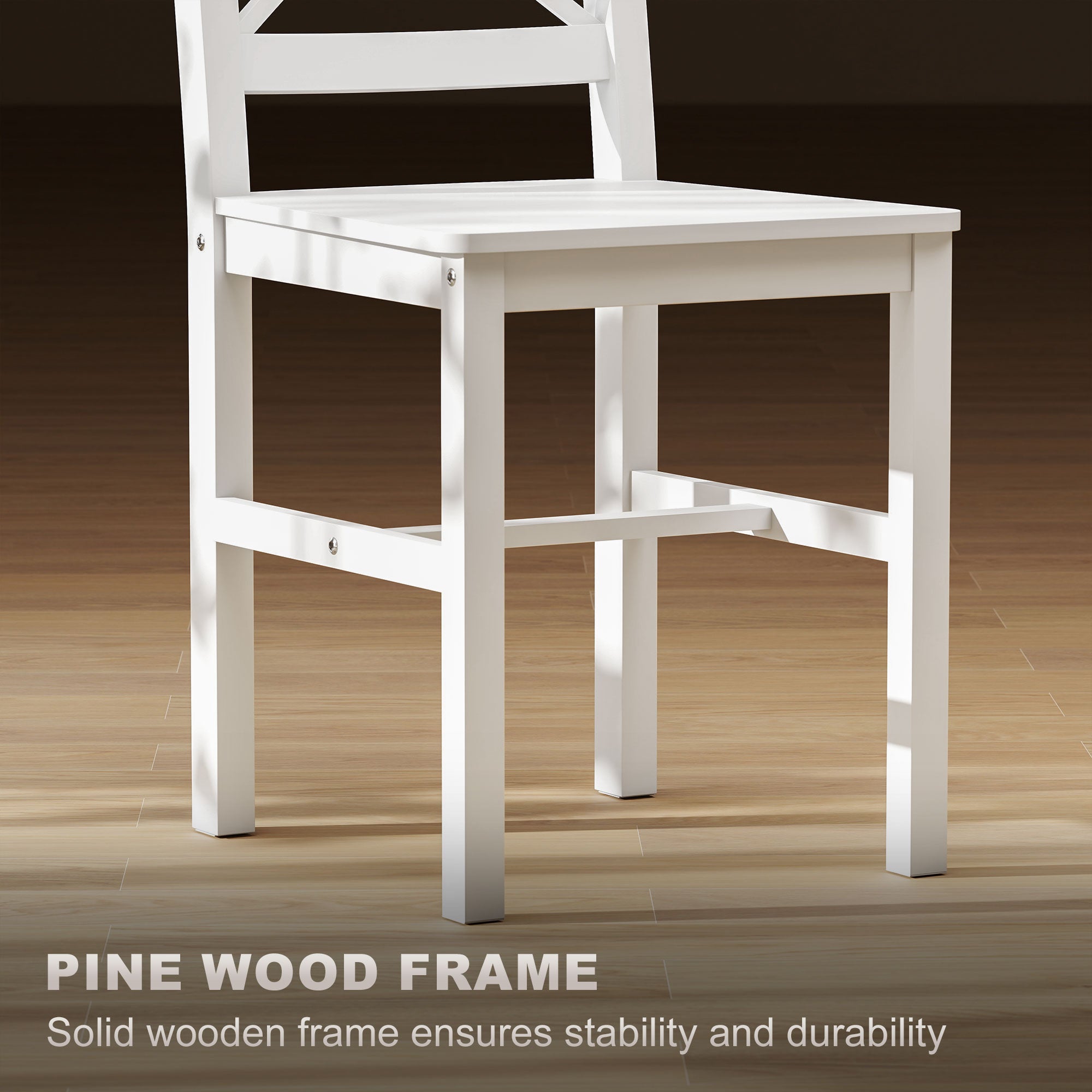 Wooden Dining Chairs Set of 4 Cross Back White-DECOROLALA