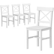Wooden Dining Chairs Set of 4 Cross Back White-DECOROLALA