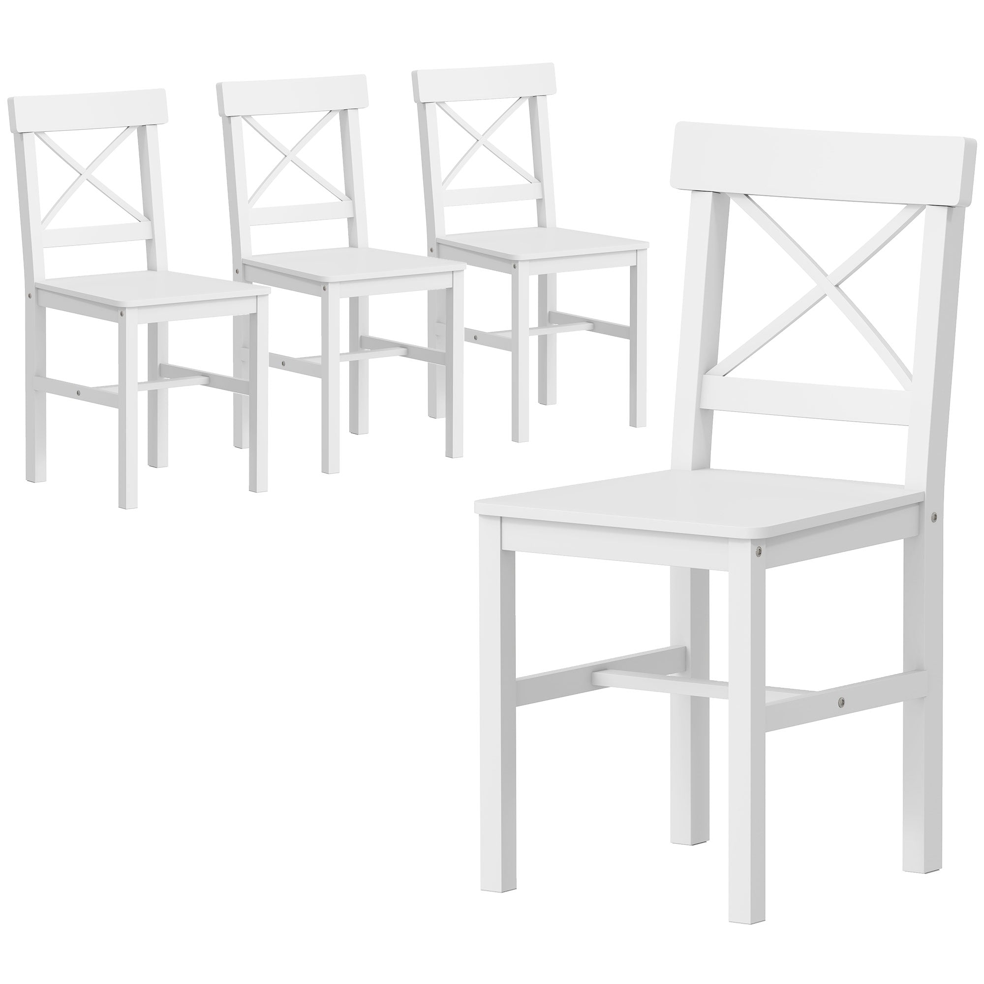 Wooden Dining Chairs Set of 4 Cross Back White-DECOROLALA