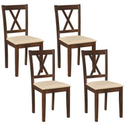 Wooden Dining Chairs Set of 4 Fabric Upholstered Kitchen Chairs-Walnut-Dining Chairs-DECOROLALA