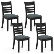 Wooden Dining Chairs Set of 4 Upholstered Kitchen Chairs with Rubber Wood Frame-Black-Dining Chairs-DECOROLALA