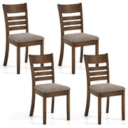 Wooden Dining Chairs Set of 4 Upholstered Kitchen Chairs with Rubber Wood Frame-Brown-Dining Chairs-DECOROLALA