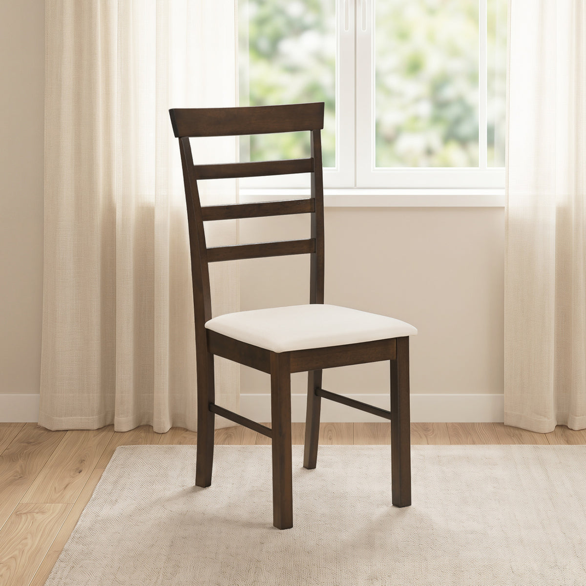 Wooden Dining Chairs Set of 4 with Fabric Cushion for Dining Room-Brown-Dining Chairs-DECOROLALA