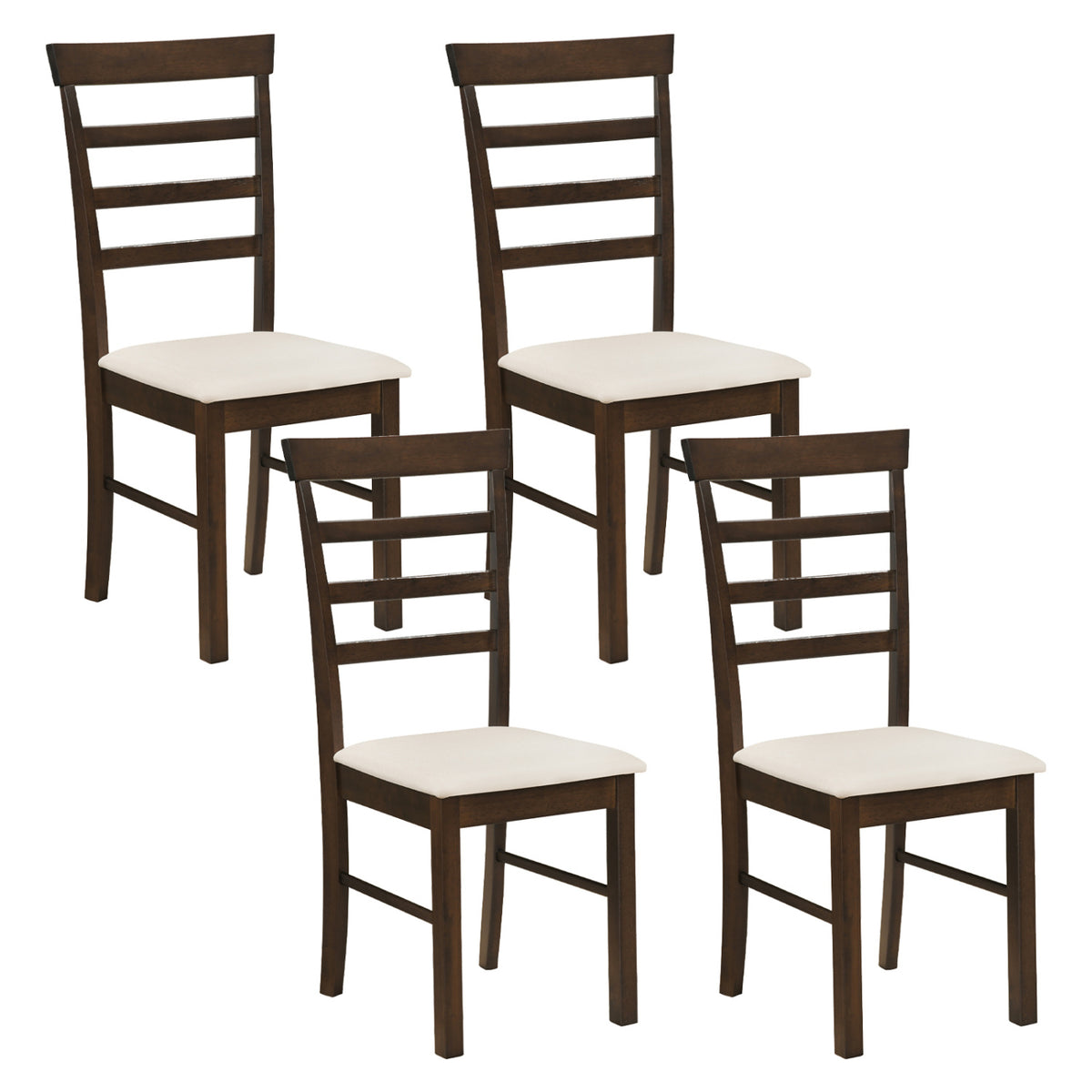 Wooden Dining Chairs Set of 4 with Fabric Cushion for Dining Room-Brown-Dining Chairs-DECOROLALA