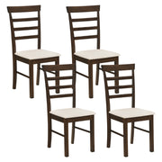 Wooden Dining Chairs Set of 4 with Fabric Cushion for Dining Room-Brown-Dining Chairs-DECOROLALA