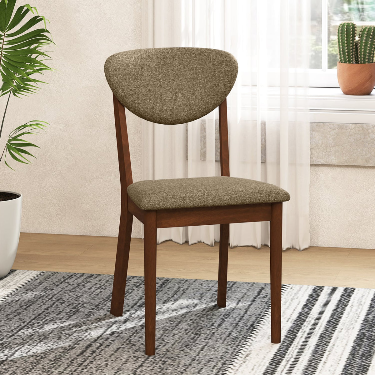 Wooden Dining Chairs Set of 4 with Padded Seat Back for Dining Room-Brown-Dining Chairs-DECOROLALA