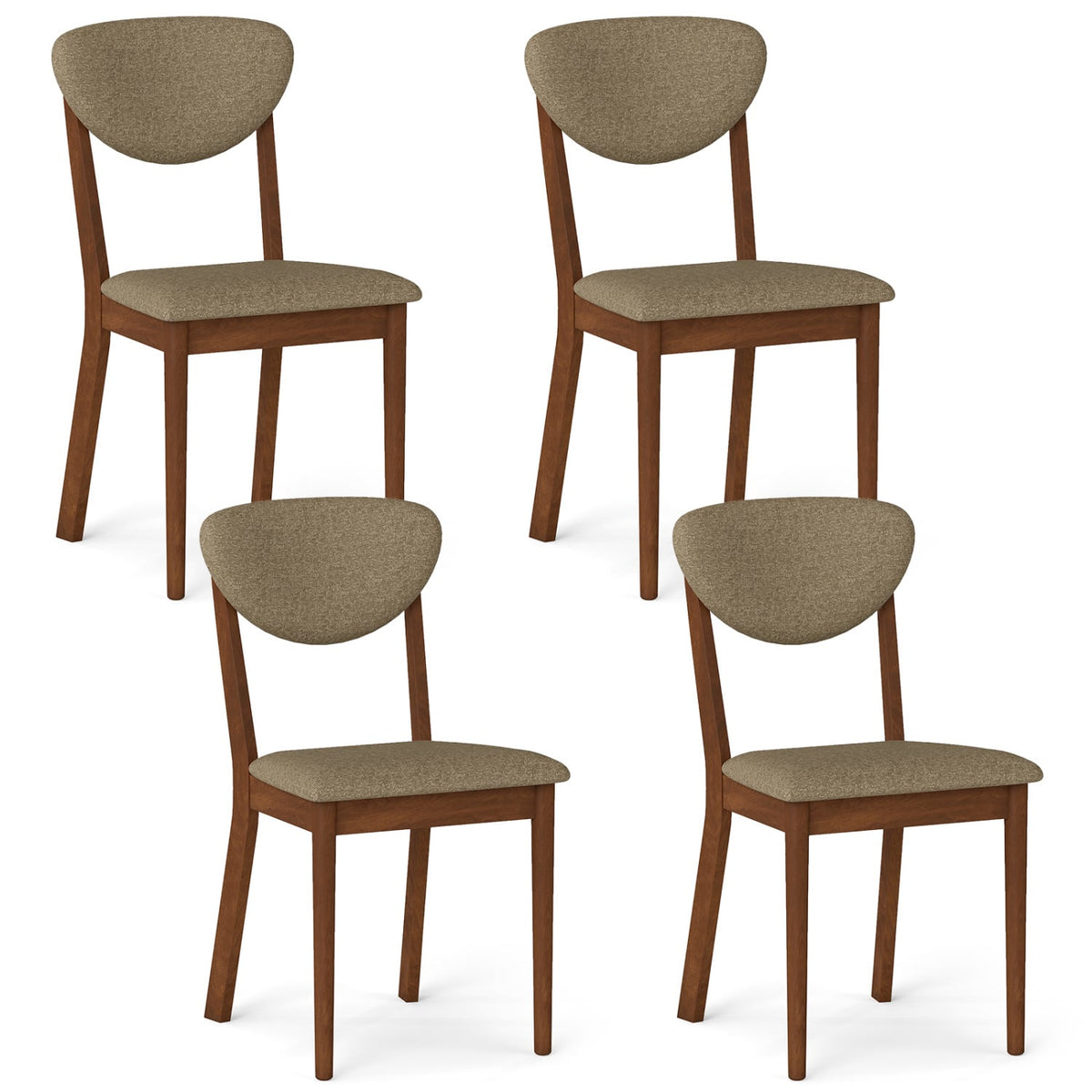 Wooden Dining Chairs Set of 4 with Padded Seat Back for Dining Room-Brown-Dining Chairs-DECOROLALA