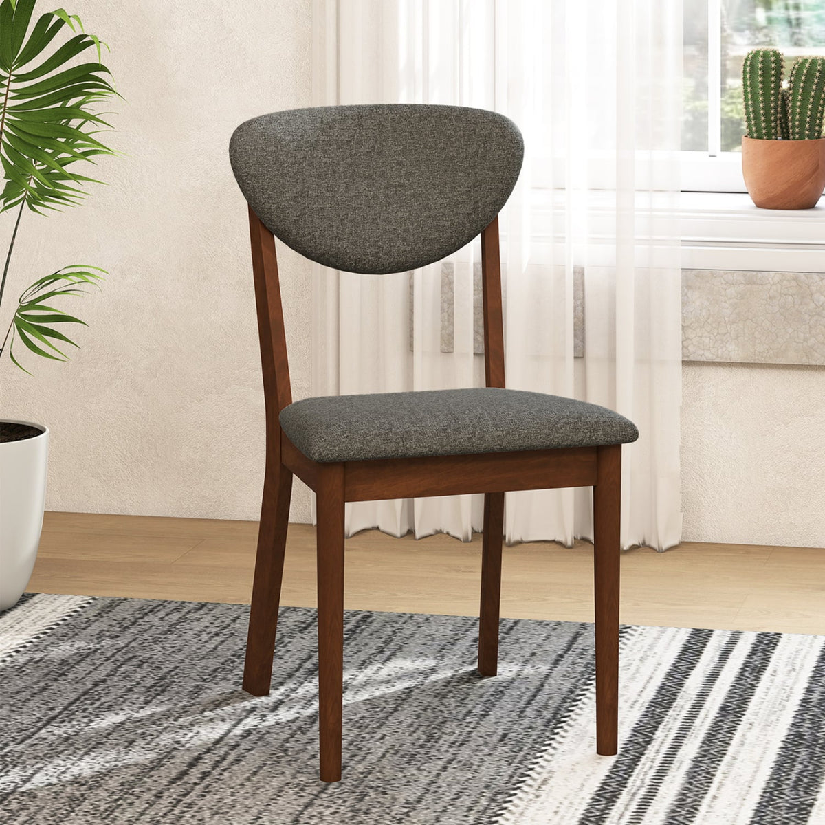 Wooden Dining Chairs Set of 4 with Padded Seat Back for Dining Room-Gray-Dining Chairs-DECOROLALA