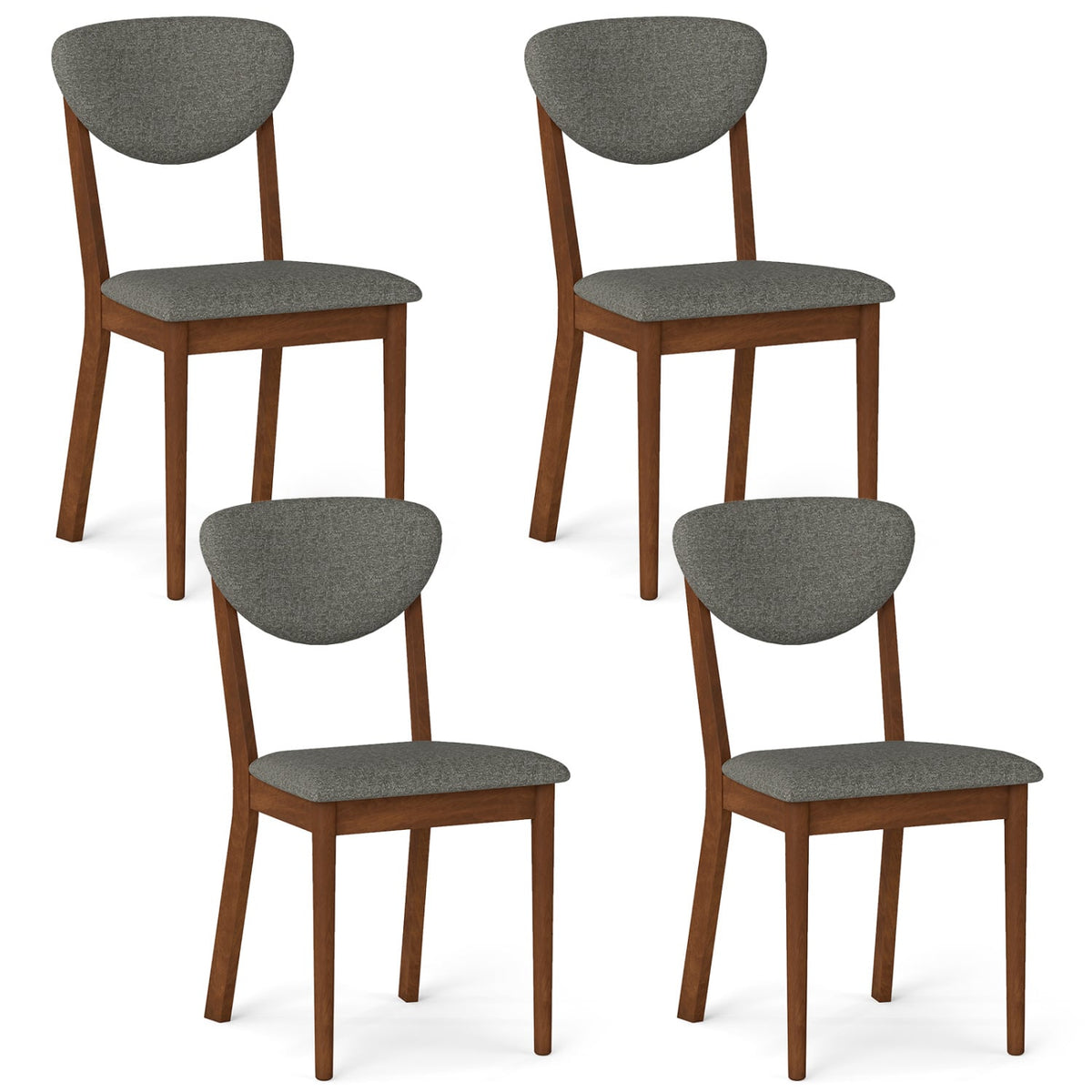 Wooden Dining Chairs Set of 4 with Padded Seat Back for Dining Room-Gray-Dining Chairs-DECOROLALA