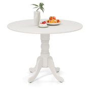 Wooden Dining Table with Round Tabletop and Curved Trestle Legs-White-Dining Tables-DECOROLALA