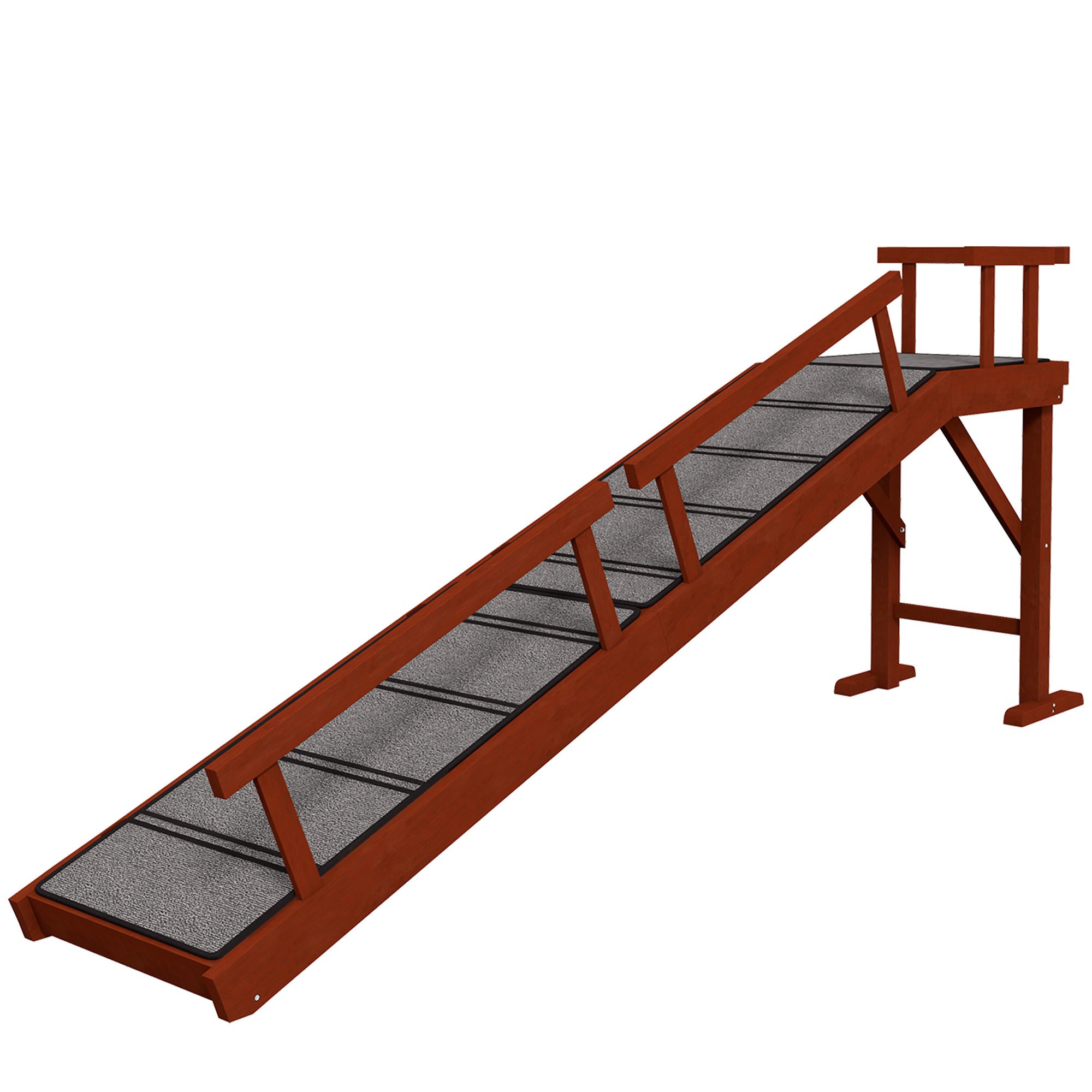 Wooden Dog Ramp - 73" Long with Guardrails, Brown/Grey-DECOROLALA