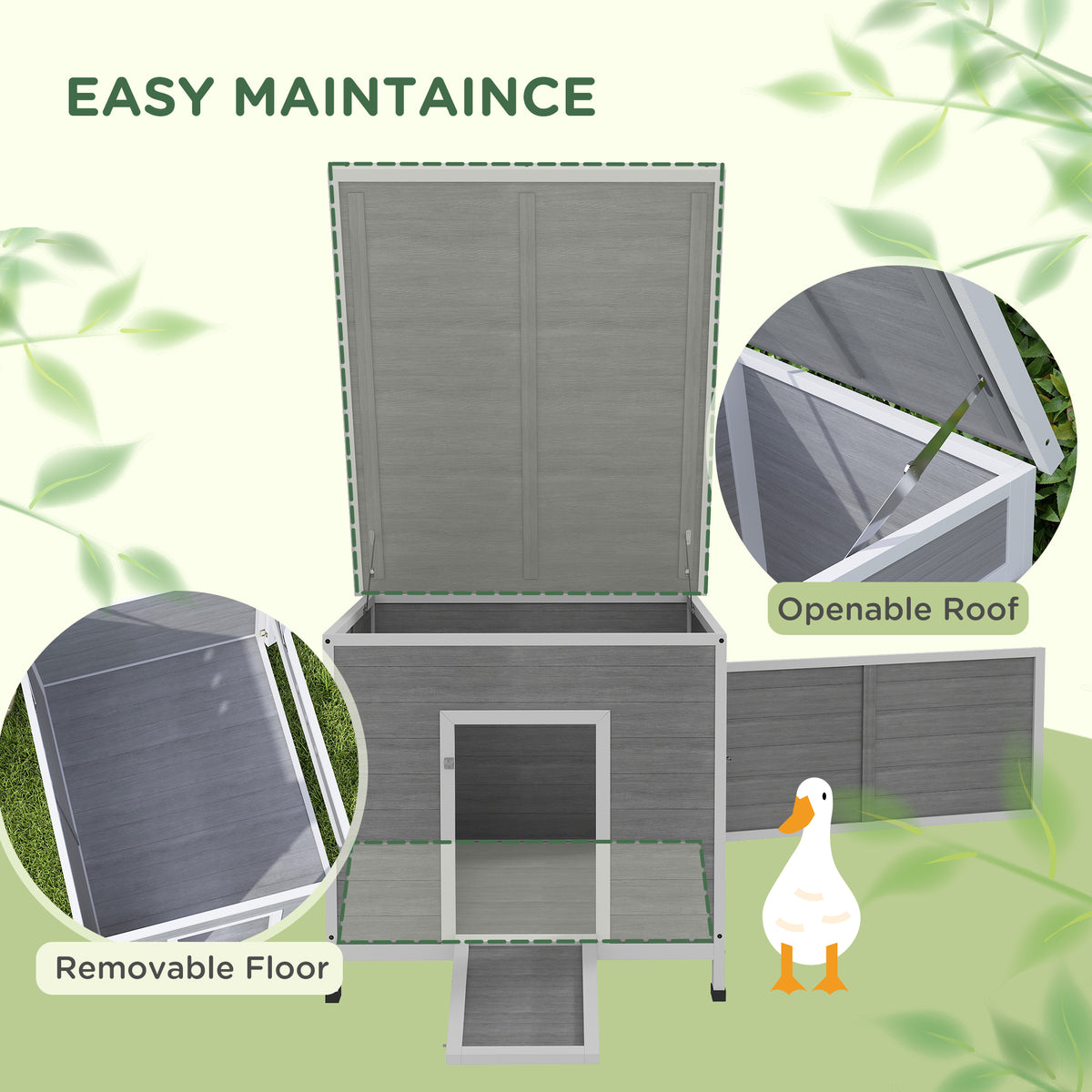Wooden Duck Coop & Chicken House - Grey 38" L Fir Wood Hutch-Small Animals-DECOROLALA