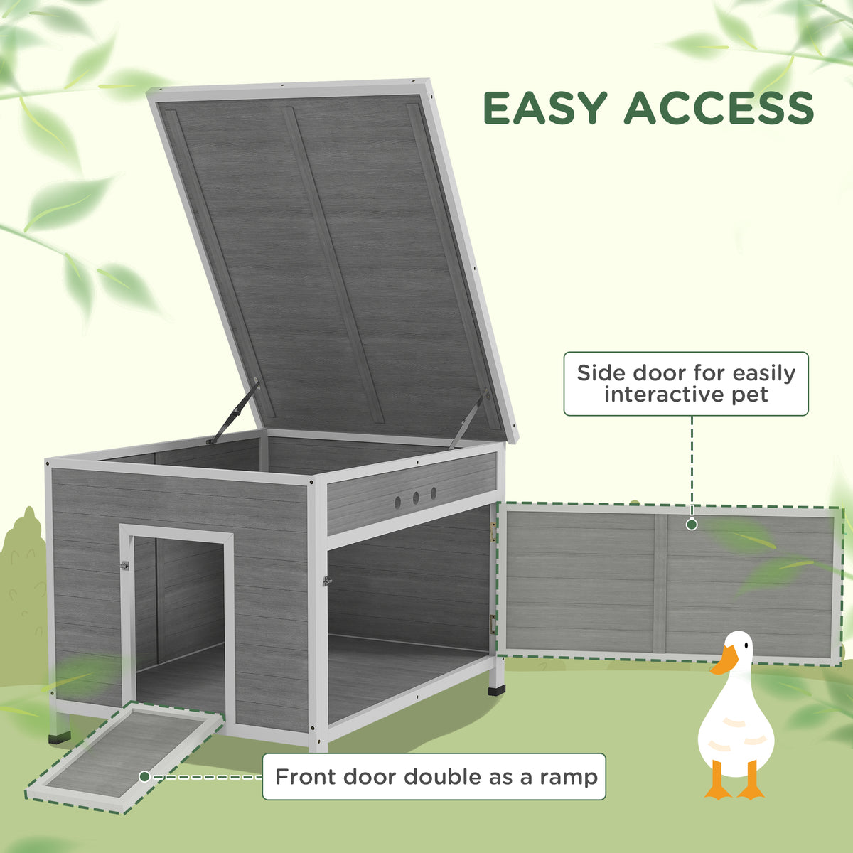 Wooden Duck Coop & Chicken House - Grey 38" L Fir Wood Hutch-Small Animals-DECOROLALA