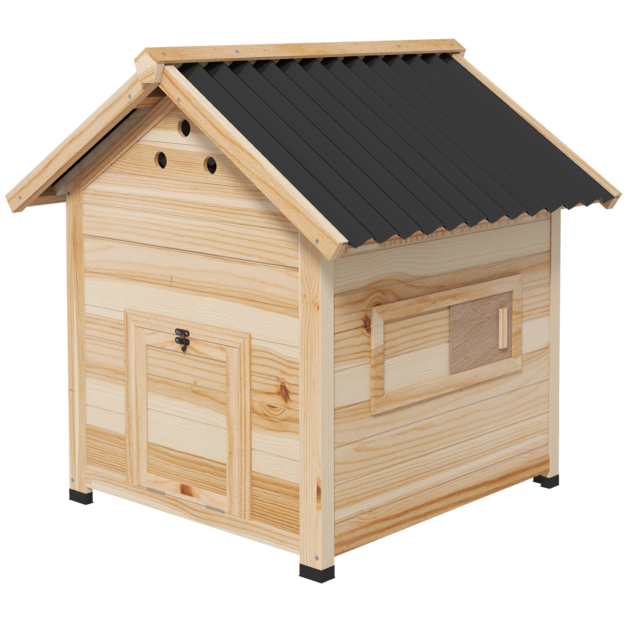 Wooden Duck House - Natural Fir Wood Coop with Openable Roof-Small Animals-DECOROLALA