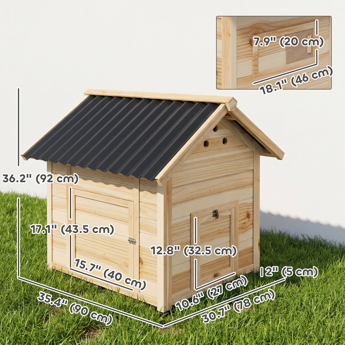 Wooden Duck House - Natural Fir Wood Coop with Openable Roof-Small Animals-DECOROLALA