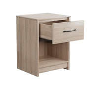 Wooden End Side Table Nightstand with Drawer Storage Shelf-Natural-Nightstands-DECOROLALA