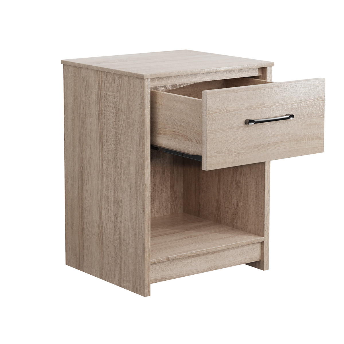 Wooden End Side Table Nightstand with Drawer Storage Shelf-Natural-Nightstands-DECOROLALA