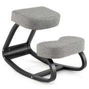 Wooden Ergonomic Rocking Kneeling Chair with Padded Cushion-Grey-Kneeling Chairs-DECOROLALA