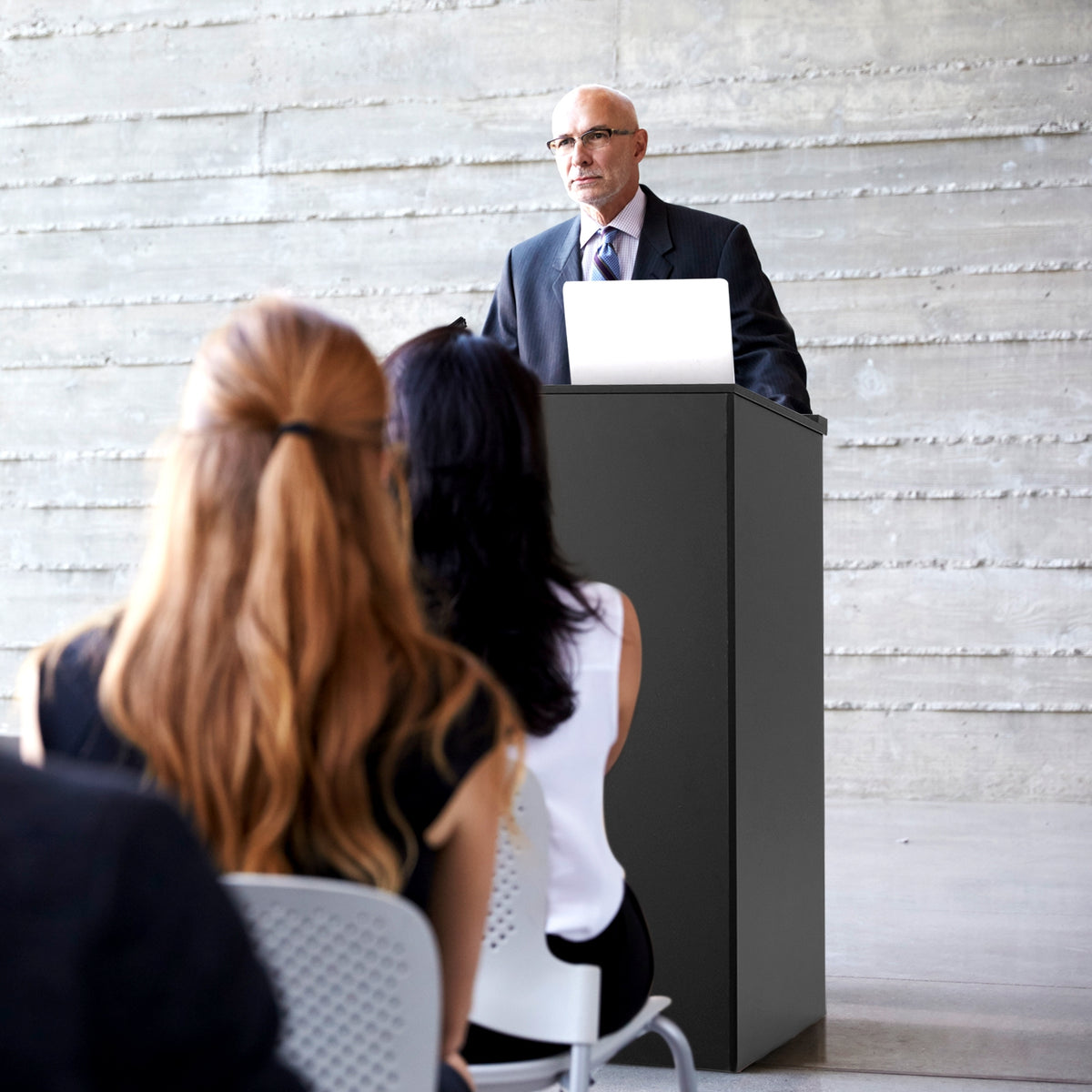 Wooden Floor Standing Podium Speaking Lectern-Black-Laptop Tables & Printer Stands-DECOROLALA