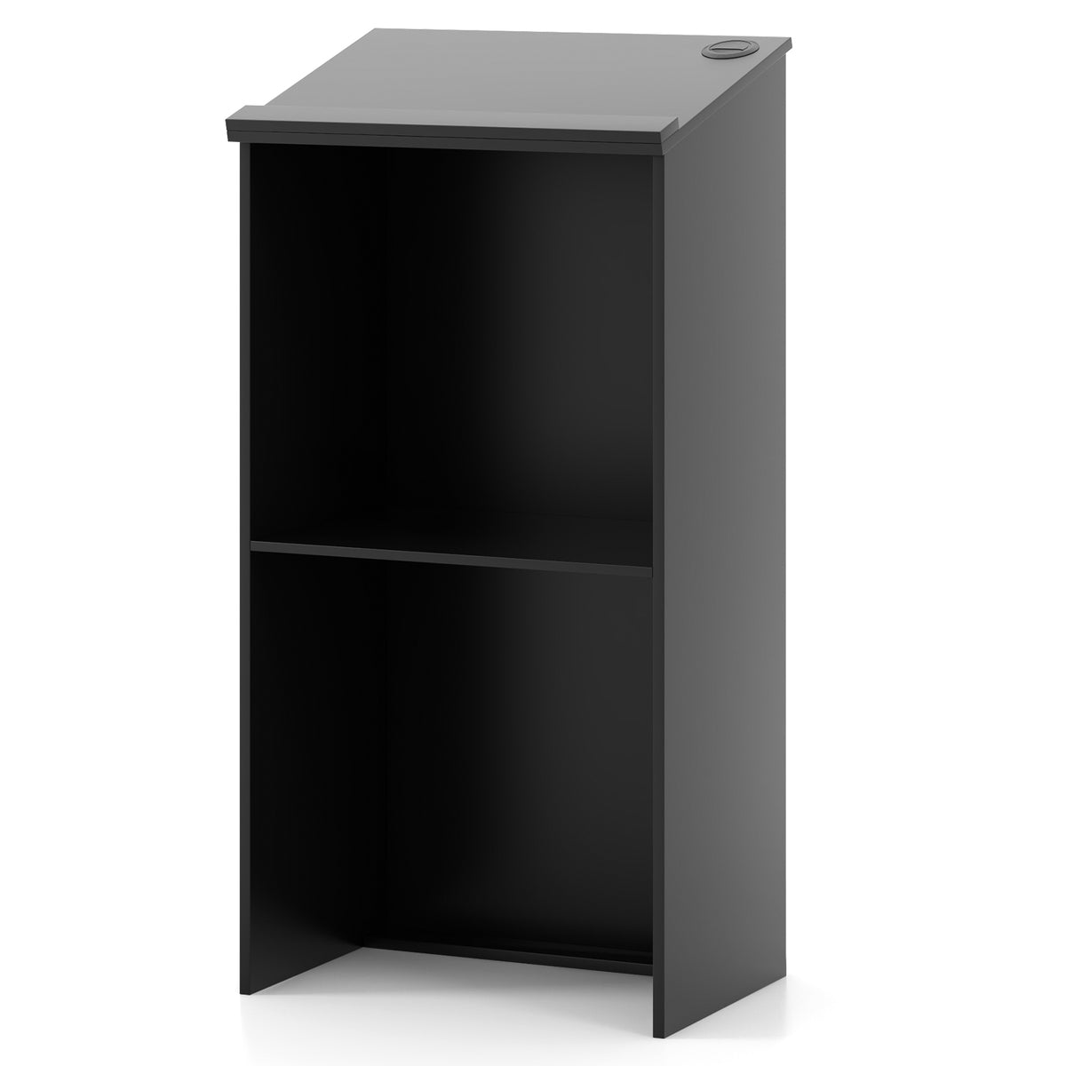 Wooden Floor Standing Podium Speaking Lectern-Black-Laptop Tables & Printer Stands-DECOROLALA