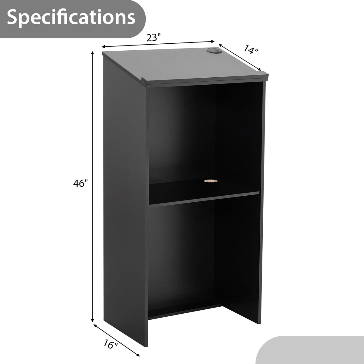 Wooden Floor Standing Podium Speaking Lectern-Black-Laptop Tables & Printer Stands-DECOROLALA