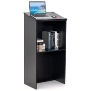 Wooden Floor Standing Podium Speaking Lectern-Black-Laptop Tables & Printer Stands-DECOROLALA