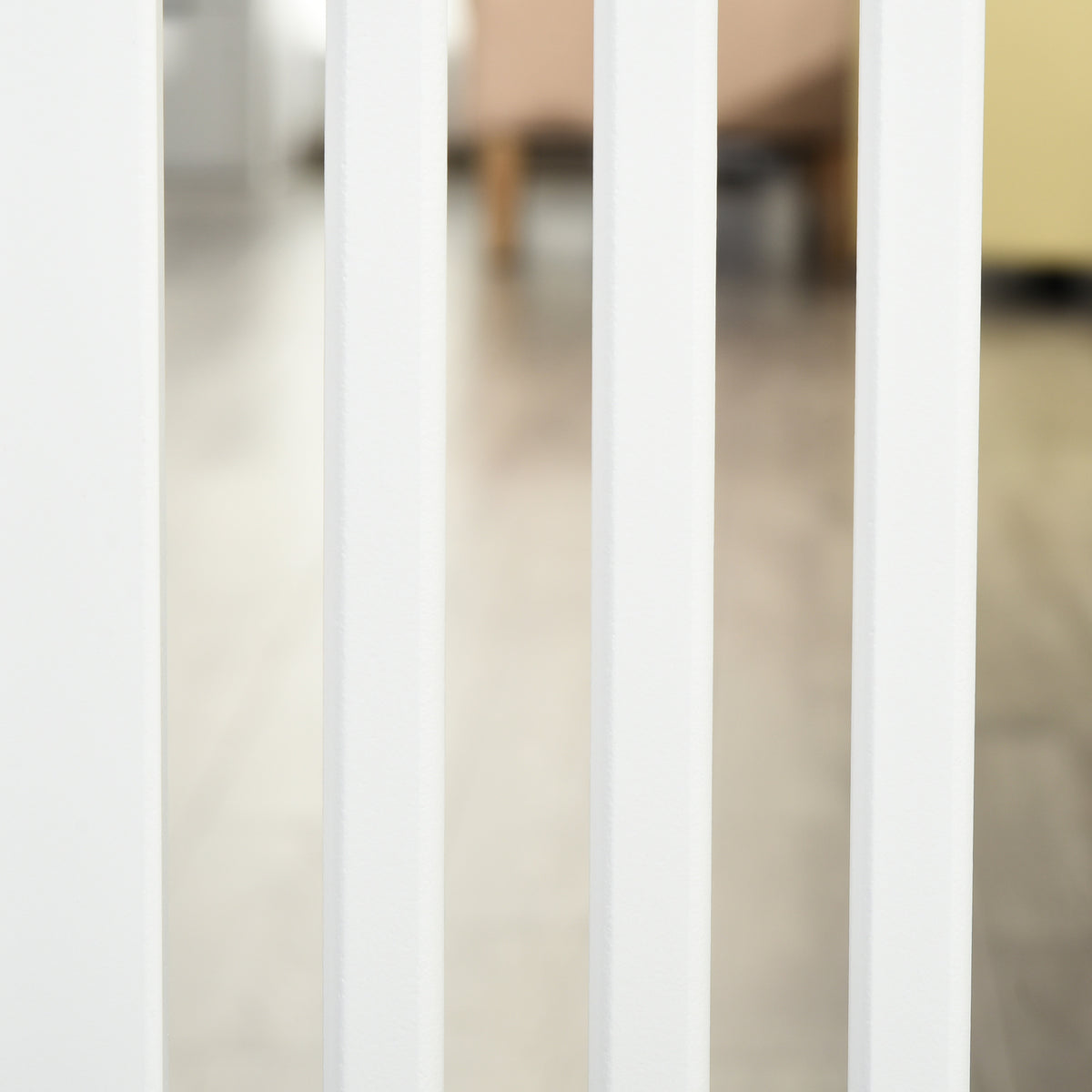 Wooden Foldable Pet Gate with Door - White 4-Panel MDF Barrier-Dogs-DECOROLALA