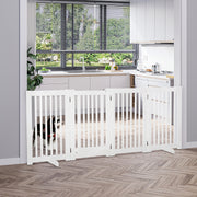 Wooden Foldable Pet Gate with Door - White 4-Panel MDF Barrier-Dogs-DECOROLALA