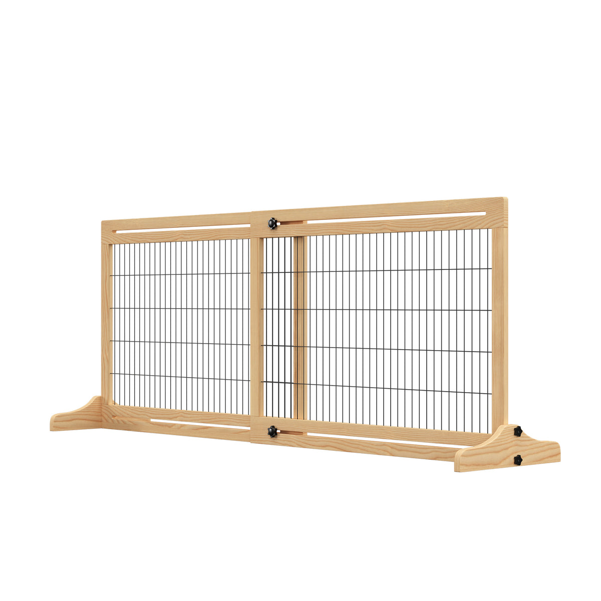 Wooden Freestanding Pet Gate - 41"-71" Adjustable Natural Pine-Dogs-DECOROLALA