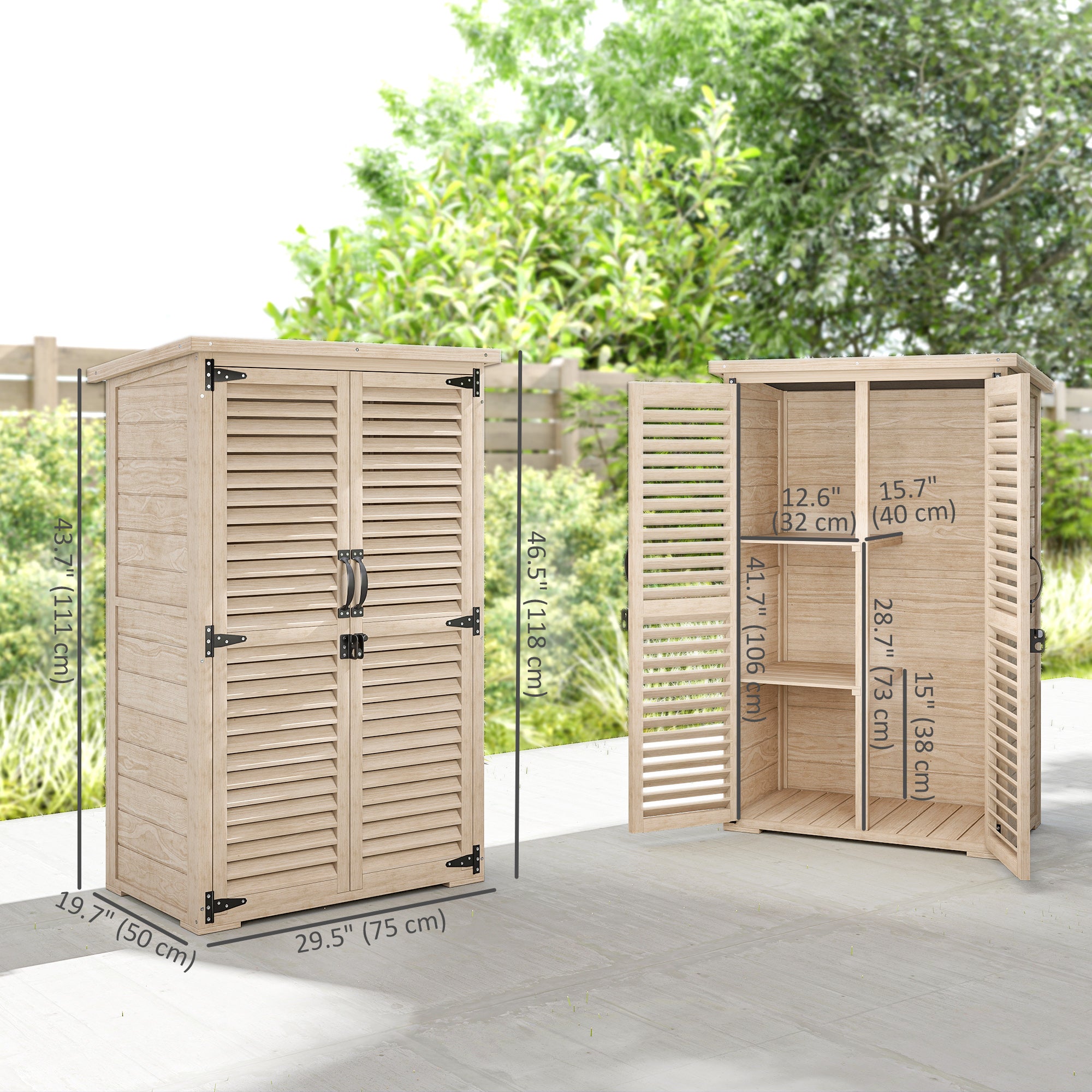 Wooden Garden Shed - 30" x 20" x 47" Outdoor Storage Natural-Patio & Garden > Lawn & Garden > Sheds > Outdoor Storage Cabinet-DECOROLALA