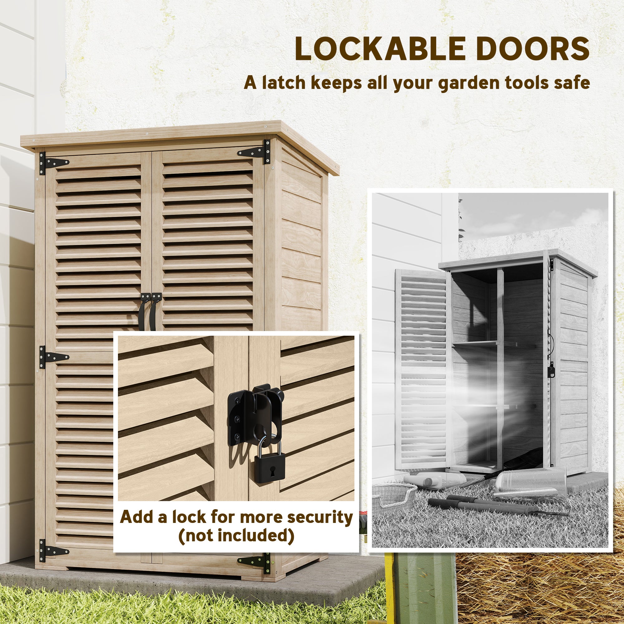 Wooden Garden Shed - 30" x 20" x 47" Outdoor Storage Natural-Patio & Garden > Lawn & Garden > Sheds > Outdoor Storage Cabinet-DECOROLALA