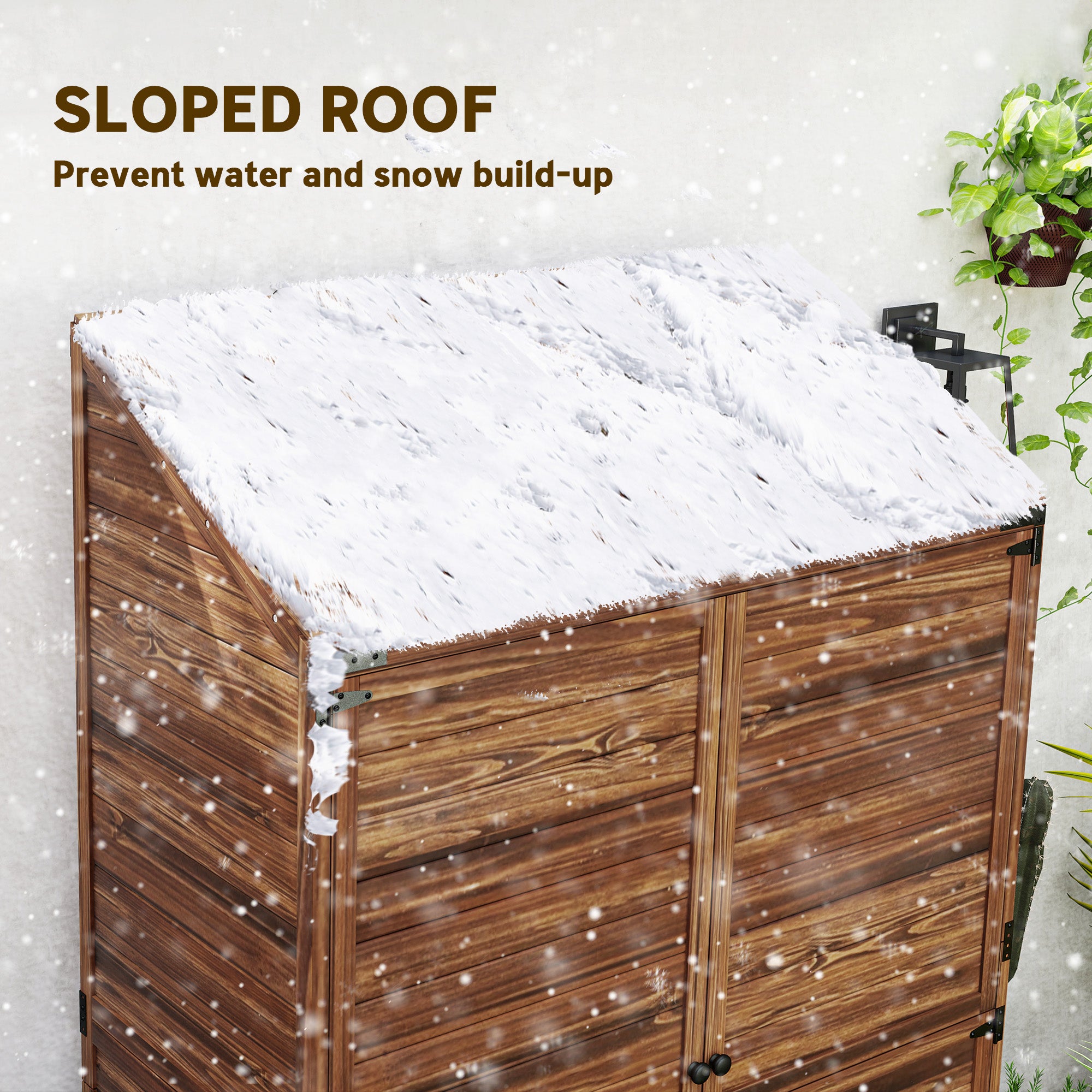 Wooden Garden Storage Shed - 2-Tier Fir Wood Cabinet Brown-Patio & Garden > Lawn & Garden > Sheds > Outdoor Storage Cabinet-DECOROLALA