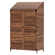 Wooden Garden Storage Shed - 2-Tier Fir Wood Cabinet Brown-Patio & Garden > Lawn & Garden > Sheds > Outdoor Storage Cabinet-DECOROLALA