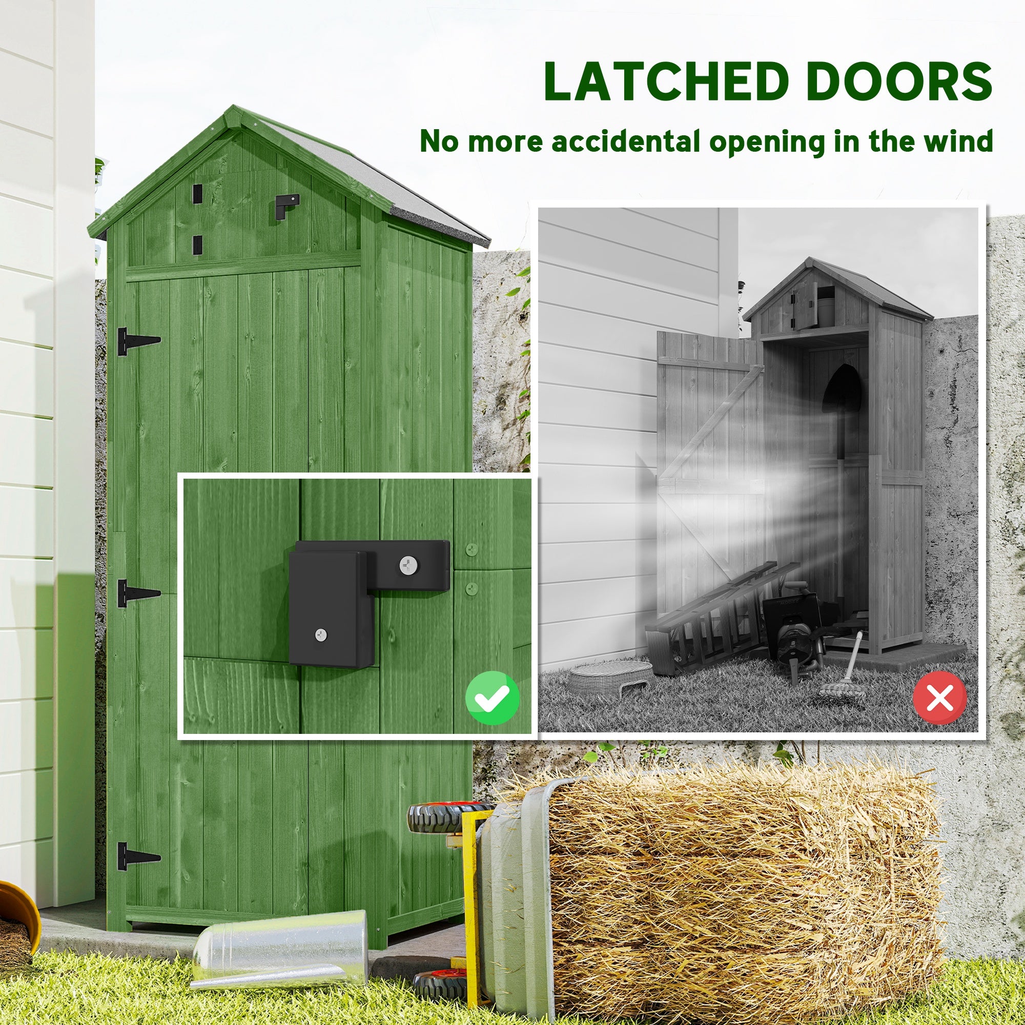 Wooden Garden Storage Shed - 30" x 21" x 71" Green-Patio & Garden > Lawn & Garden > Sheds > Outdoor Storage Cabinet-DECOROLALA