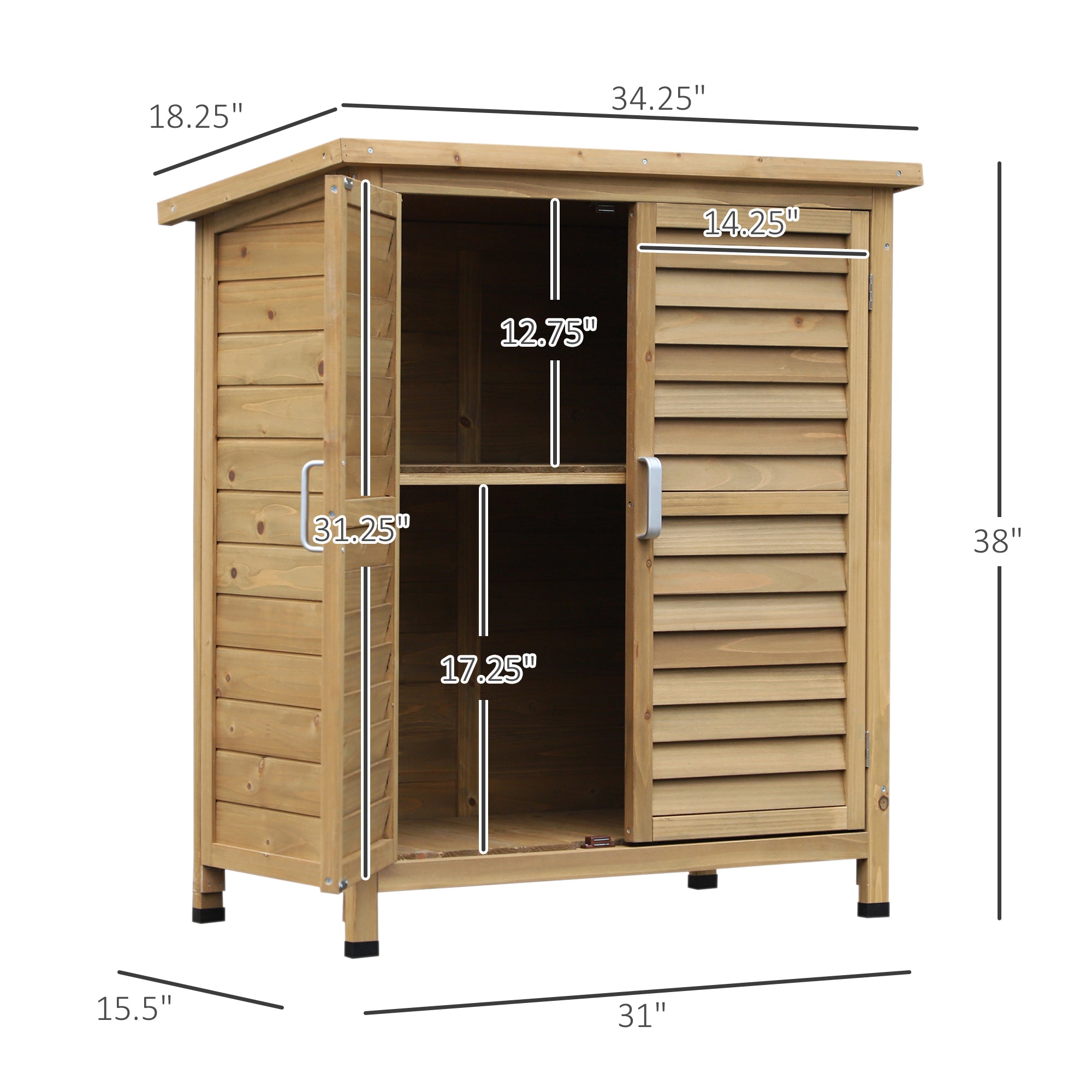 Wooden Garden Storage Shed - 34" x 18" x 38" Natural-Patio & Garden > Lawn & Garden > Sheds > Outdoor Storage Cabinet-DECOROLALA