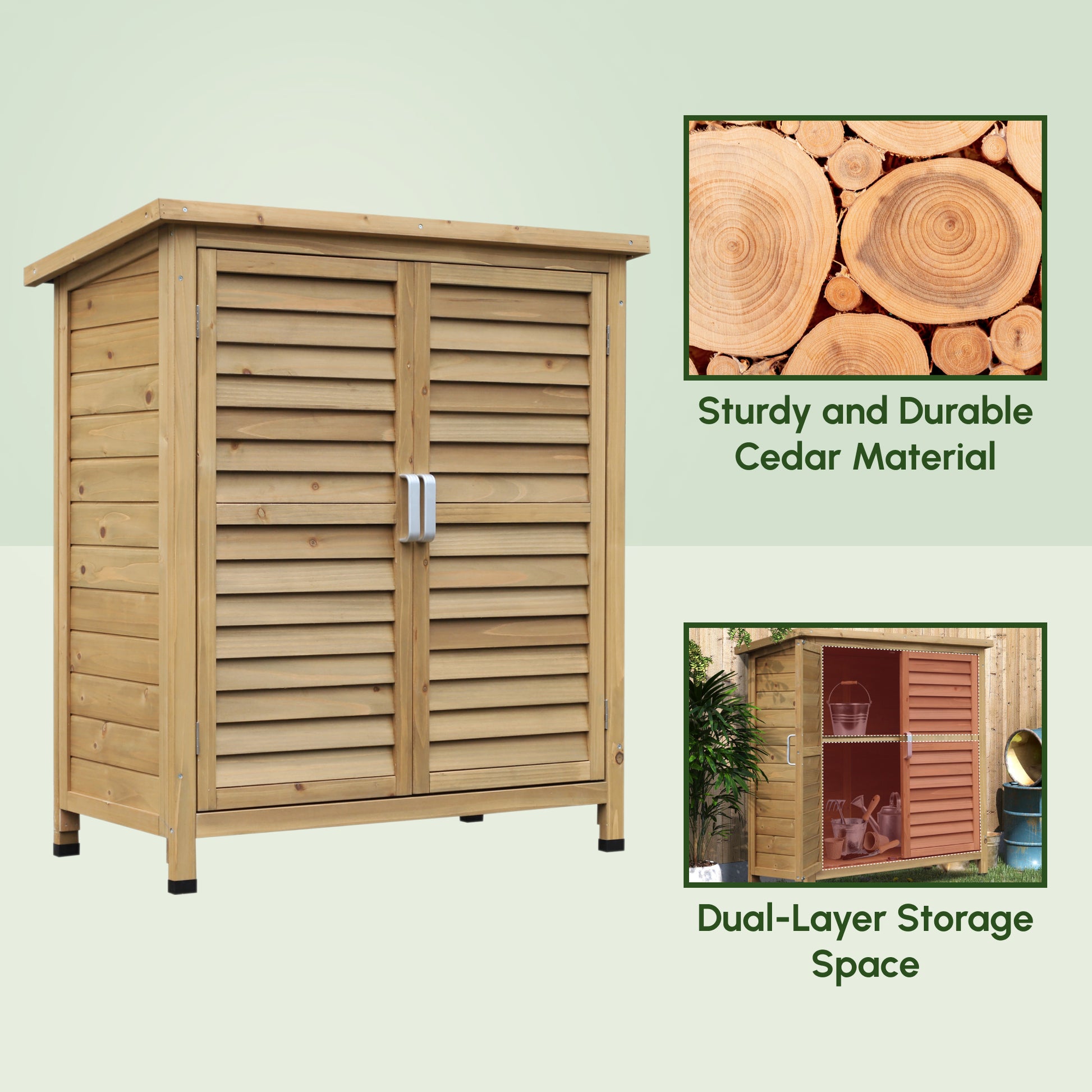 Wooden Garden Storage Shed - 34" x 18" x 38" Natural-Patio & Garden > Lawn & Garden > Sheds > Outdoor Storage Cabinet-DECOROLALA