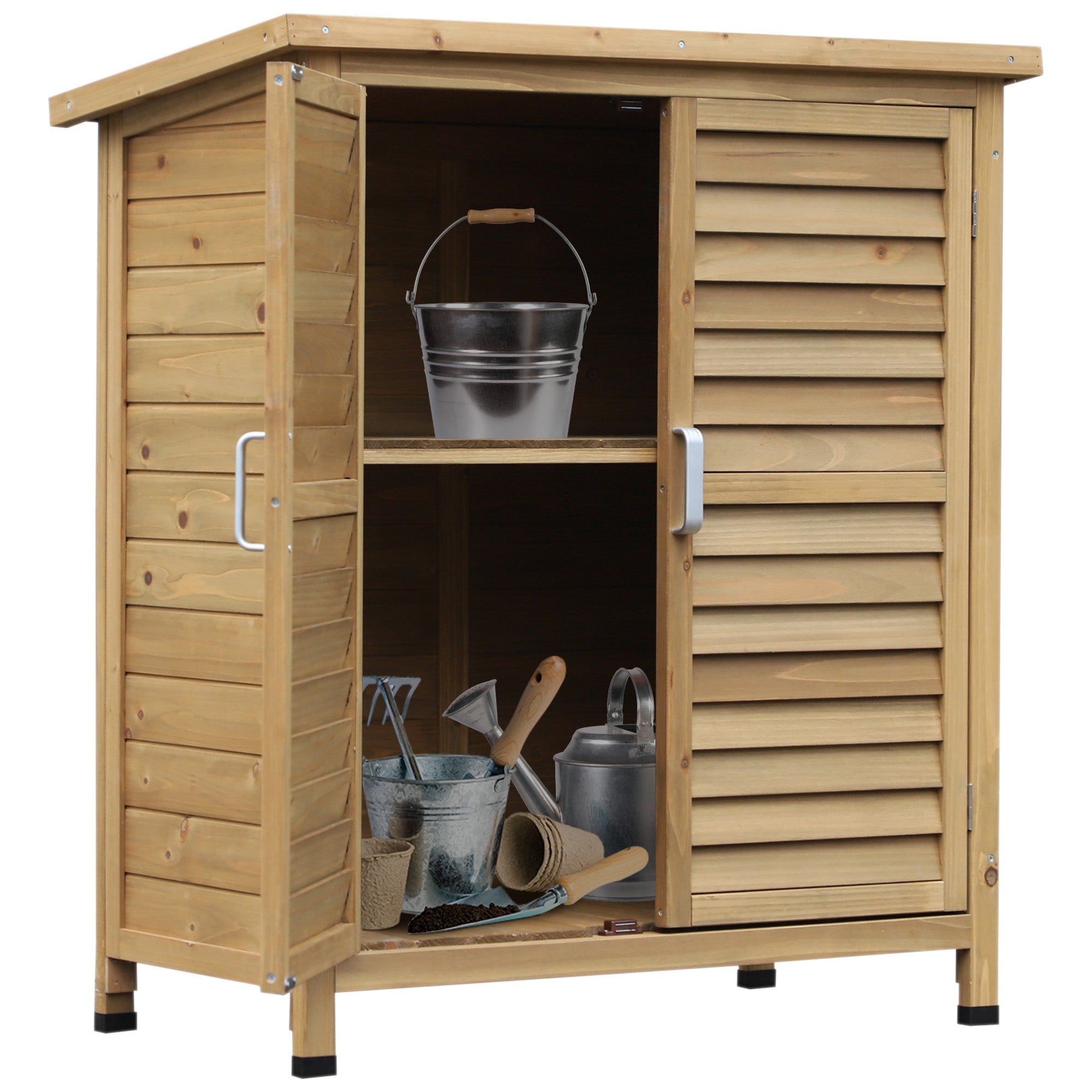 Wooden Garden Storage Shed - 34" x 18" x 38" Natural-Patio & Garden > Lawn & Garden > Sheds > Outdoor Storage Cabinet-DECOROLALA