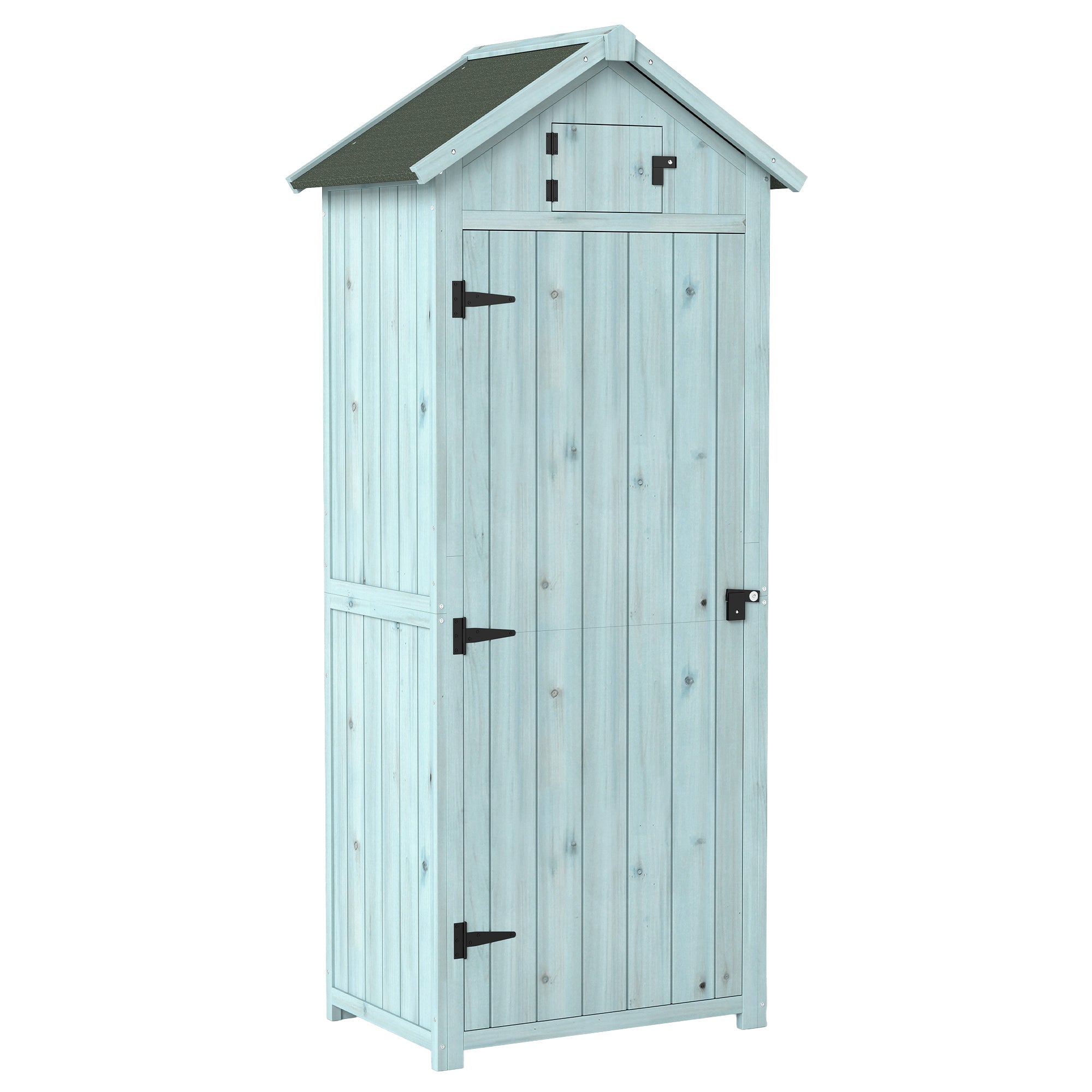 Wooden Garden Storage Shed - 71" Outdoor Tool Cabinet Blue-Patio & Garden > Lawn & Garden > Sheds > Outdoor Storage Cabinet-DECOROLALA
