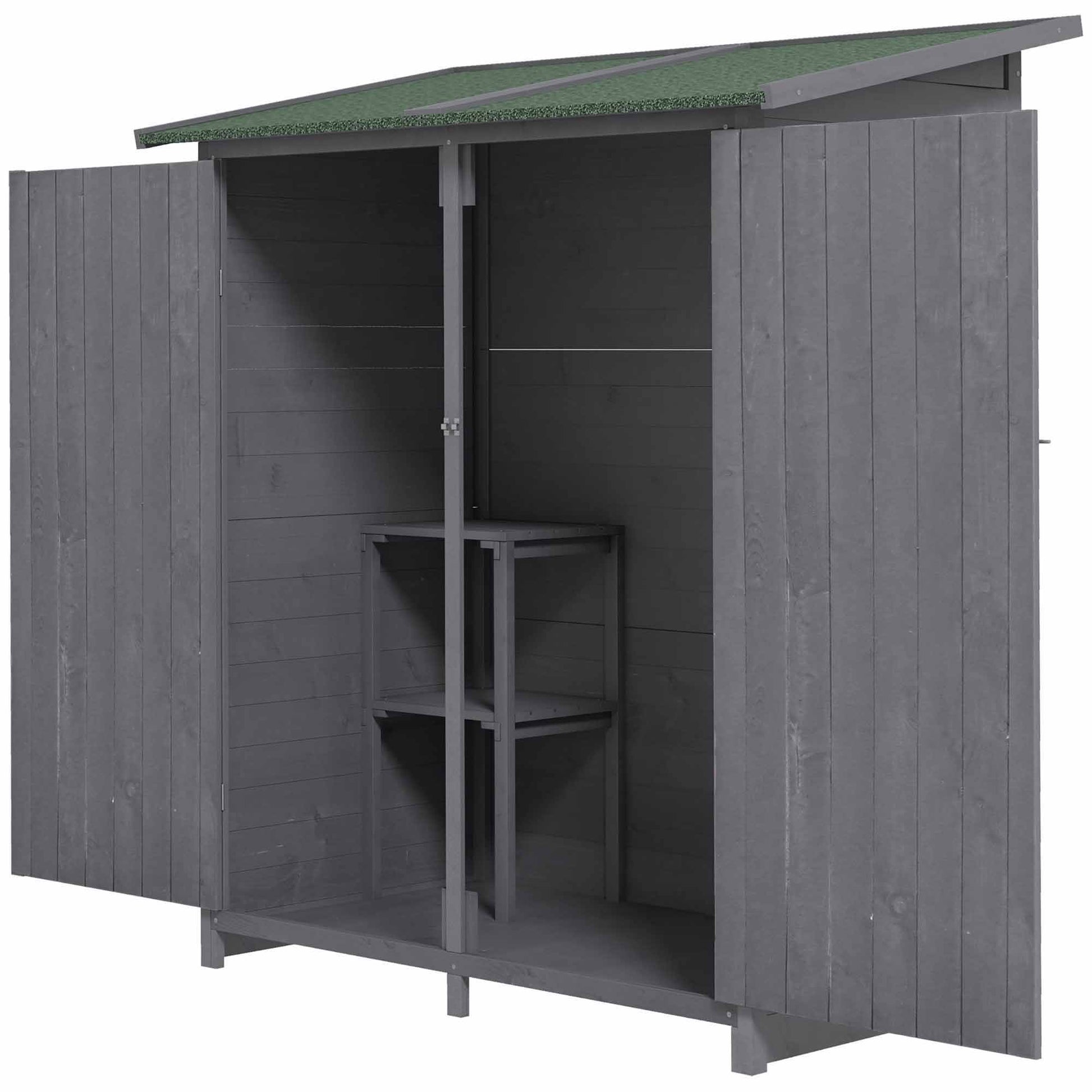 Wooden Garden Storage Shed - Green and Grey 55"L-Patio & Garden > Lawn & Garden > Sheds-DECOROLALA